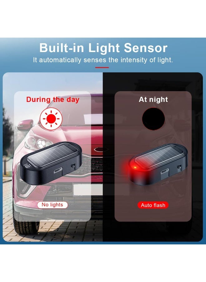 COYO Car Solar Power Simulated Dummy Alarm, Anti-Theft LED Flashing Security, Automotive Warning Safety Light with USB Charging Port, 2 PCS (Red) - Image 3